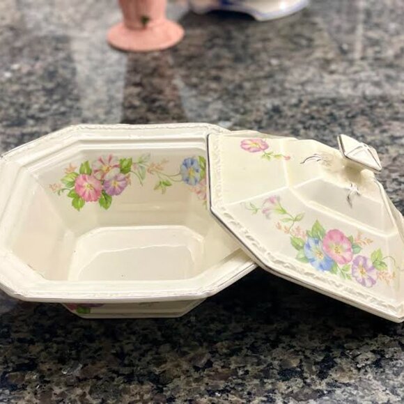 Vintage Edwin P Knowles Tureen Covered Serving Dish With Platinum Trim Serveware - Picture 2 of 16